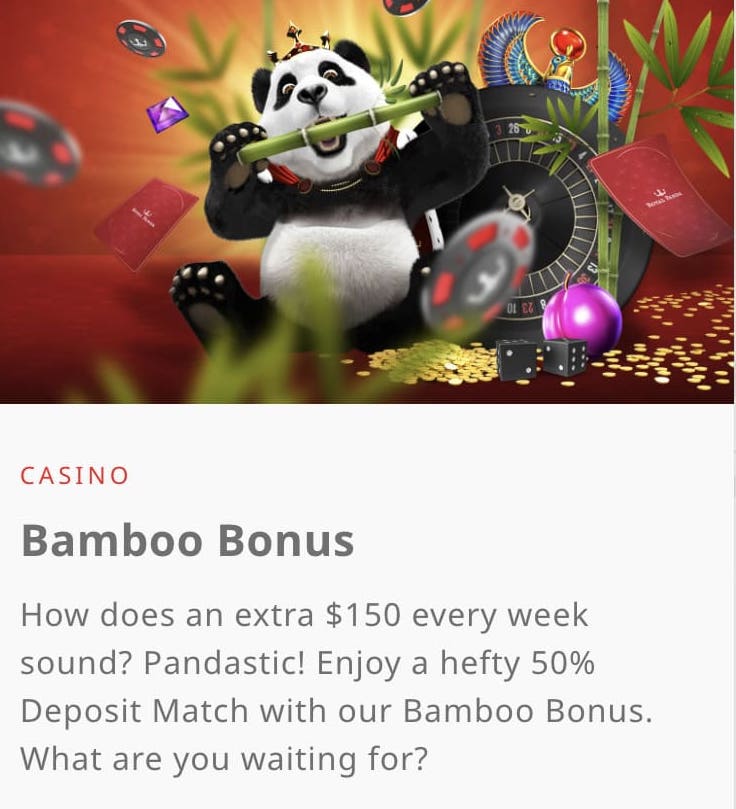 Bamboo bonus by Royal Panda Casino